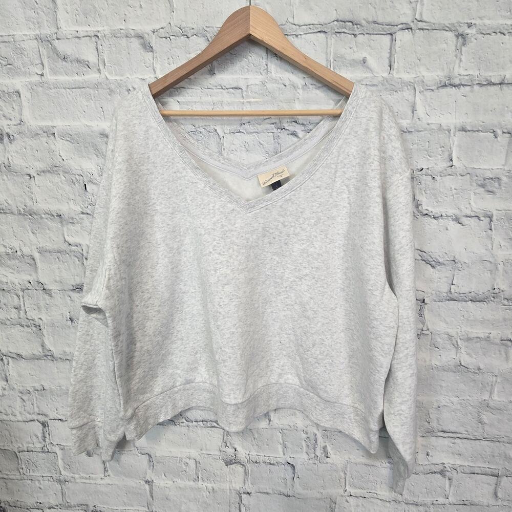 Universal Threads V-Neck Long Sleeve Sweatshirt Sz XL gray fleece sweater A3